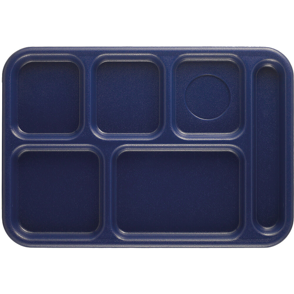 Navy Blue, 6-Compartment Polypropylene Lunch Tray, 24/PK