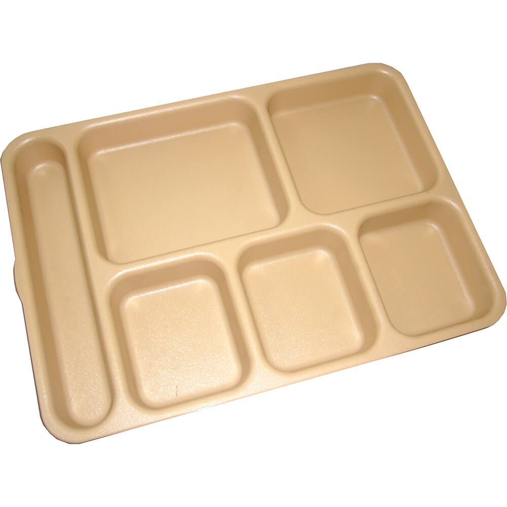 Tan, 6-Compartment Co-Polymer Meal Separator Tray, 24/PK – DEI Equipment